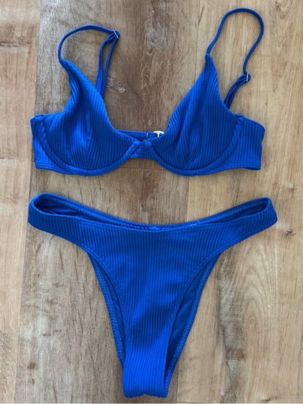 Hollister Electric Blue Ribbed Bikini Top & Bottom
